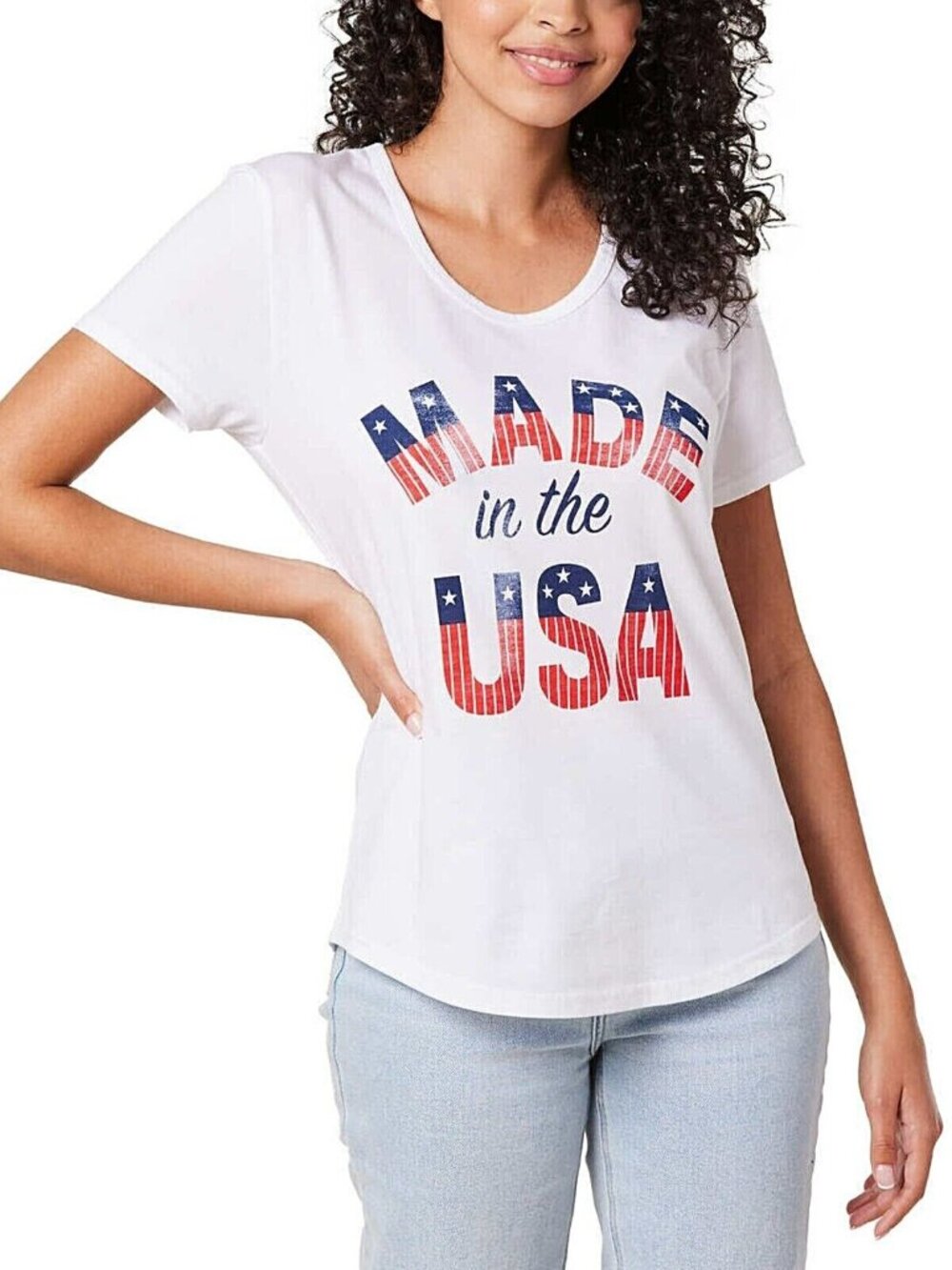 NWT General Standard Women's USA Graphic Print Tee Cotton Patriotic T-Shirt